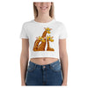 Trois Giraffe Cotton Side Seamed Women's Crop T-Shirt