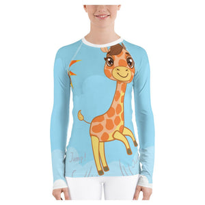 Springboard Giraffe Brightly Colored Printed Women's Rash Guard