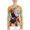 Court Jester Brightly Colored Printed Women's Russet Rash Guard