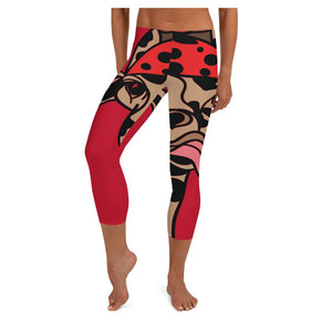 Hipster Giraffe Flaming Colorful Print Women's Capris Legging