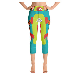Maizie Robot Colorful Print Women's Yoga Capris Legging