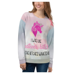 Unicorn WhatEvs All-Over Printed Unisex Sweatshirt