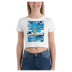 Mermaid Queen Cotton Side Seamed Women's Crop T-Shirt