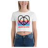 Peace & Love Colorful Printed Women's Crop T-Shirt