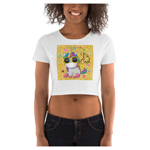Be Cool Unicorn Cotton Side Seamed Women's Crop T-Shirt