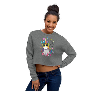 Be Cool Unicorn Crop Dropped Shoulder Women's Sweatshirt