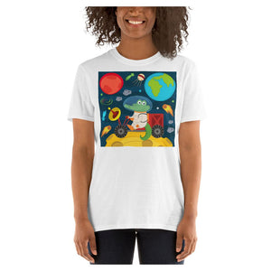 Space Crocodile Colored Printed T-Shirt