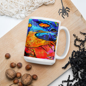 Rottie Smiles Microwave Safe Colorful Printed Mug, 15 oz