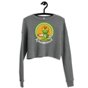 Kowabunga Frog Dropped Shoulder Cut Women's Crop Sweatshirt