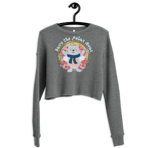 Save the Polar Bear Dropped Shoulder Women's Crop Sweatshirt