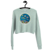 Blue Lagoon Dropped Shoulder Cut Women's Crop Sweatshirt